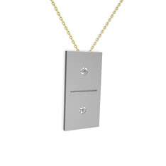 Domino Kolye - Beyaz zirkon 18 ayar beyaz altın kolye (40 cm altın rolo zincir) #d3xbnc