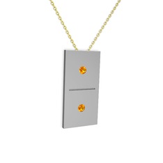 Sitrin 925 ayar gümüş kolye (40 cm altın rolo zincir)
