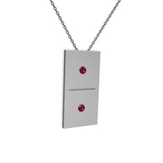Rodolit garnet 18 ayar beyaz altın kolye (40 cm gümüş rolo zincir)