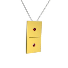 Domino Kolye - Garnet 18 ayar altın kolye (40 cm beyaz altın rolo zincir) #gscnb7