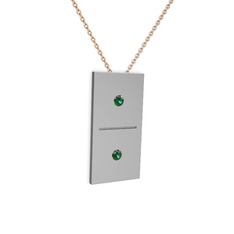 Domino Kolye - Yeşil kuvars 8 ayar beyaz altın kolye (40 cm rose altın rolo zincir) #hm1hz7