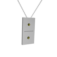 Domino Kolye - Peridot 14 ayar beyaz altın kolye (40 cm beyaz altın rolo zincir) #i6efno