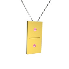 Pembe kuvars 18 ayar altın kolye (40 cm gümüş rolo zincir)