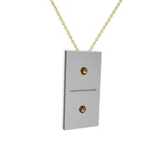 Domino Kolye - Dumanlı kuvars 925 ayar gümüş kolye (40 cm altın rolo zincir) #vznmkt