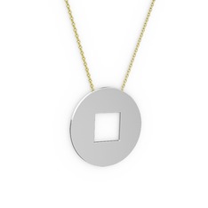 Stop Kolye - 8 ayar beyaz altın kolye (40 cm gümüş rolo zincir) #1rv8nhi