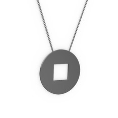 Stop Kolye - 925 ayar siyah rodyum kaplama gümüş kolye (40 cm gümüş rolo zincir) #tn1ggs