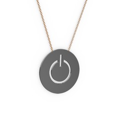 Power Kolye - 925 ayar siyah rodyum kaplama gümüş kolye (40 cm rose altın rolo zincir) #1xp07nx