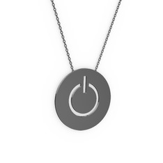 Power Kolye - 925 ayar siyah rodyum kaplama gümüş kolye (40 cm gümüş rolo zincir) #l9pdms