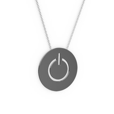 Power Kolye - 925 ayar siyah rodyum kaplama gümüş kolye (40 cm gümüş rolo zincir) #pd1yrb