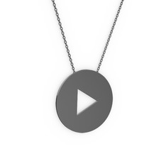 Play  Kolye - 925 ayar siyah rodyum kaplama gümüş kolye (40 cm gümüş rolo zincir) #11vjqb8