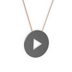 Play  Kolye - 925 ayar siyah rodyum kaplama gümüş kolye (40 cm rose altın rolo zincir) #13xr10t