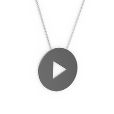 Play  Kolye - 925 ayar siyah rodyum kaplama gümüş kolye (40 cm beyaz altın rolo zincir) #wk7elp