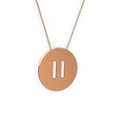 Pause  Kolye - 18 ayar rose altın kolye (40 cm rose altın rolo zincir) #19fo7te