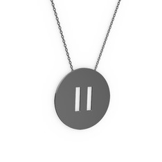 Pause  Kolye - 925 ayar siyah rodyum kaplama gümüş kolye (40 cm gümüş rolo zincir) #1qvnbkx