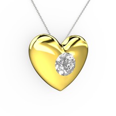Moria Kalp Kolye - Pırlanta 8 ayar altın kolye (0.5 karat, 40 cm beyaz altın rolo zincir) #10nr7bo