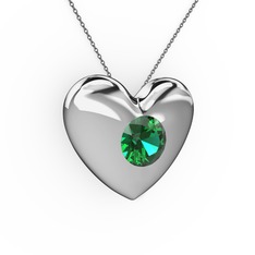 Moria Kalp Kolye - Yeşil kuvars 8 ayar beyaz altın kolye (40 cm gümüş rolo zincir) #14x582r
