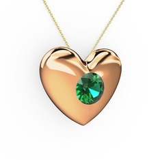 Moria Kalp Kolye - Yeşil kuvars 18 ayar rose altın kolye (40 cm altın rolo zincir) #1e4cz56