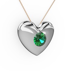 Moria Kalp Kolye - Yeşil kuvars 925 ayar gümüş kolye (40 cm rose altın rolo zincir) #1iz07so