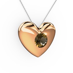 Dumanlı kuvars 925 ayar rose altın kaplama gümüş kolye (40 cm gümüş rolo zincir)