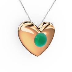 Kök zümrüt 925 ayar rose altın kaplama gümüş kolye (40 cm gümüş rolo zincir)