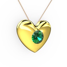Moria Kalp Kolye - Yeşil kuvars 8 ayar altın kolye (40 cm rose altın rolo zincir) #1qb0ss5
