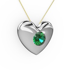 Moria Kalp Kolye - Yeşil kuvars 14 ayar beyaz altın kolye (40 cm altın rolo zincir) #1vexju5