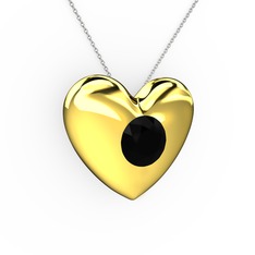 Moria Kalp Kolye - Siyah zirkon 8 ayar altın kolye (40 cm beyaz altın rolo zincir) #1yitgin