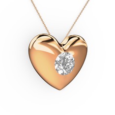 Moria Kalp Kolye - Swarovski 8 ayar rose altın kolye (40 cm rose altın rolo zincir) #28g4vx