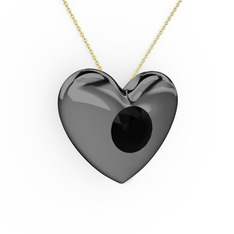 Moria Kalp Kolye - Siyah zirkon 925 ayar siyah rodyum kaplama gümüş kolye (40 cm altın rolo zincir) #6wdt3w