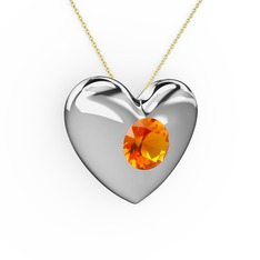 Moria Kalp Kolye - Sitrin 14 ayar beyaz altın kolye (40 cm altın rolo zincir) #bfpezv