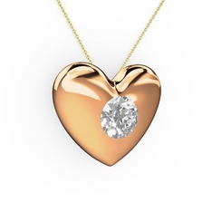 Moria Kalp Kolye - Swarovski 18 ayar rose altın kolye (40 cm gümüş rolo zincir) #fjlkt7