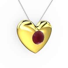 Moria Kalp Kolye - Kök yakut 8 ayar altın kolye (40 cm beyaz altın rolo zincir) #qmxh1f