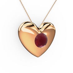 Moria Kalp Kolye - Kök yakut 8 ayar rose altın kolye (40 cm gümüş rolo zincir) #qyx2rz