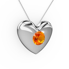 Moria Kalp Kolye - Sitrin 18 ayar beyaz altın kolye (40 cm beyaz altın rolo zincir) #rf4x3f