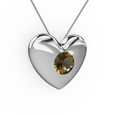 Moria Kalp Kolye - Dumanlı kuvars 925 ayar gümüş kolye (40 cm gümüş rolo zincir) #rg72kn