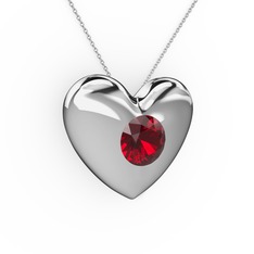 Garnet 14 ayar beyaz altın kolye (40 cm gümüş rolo zincir)
