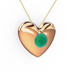 Moria Kalp Kolye - Kök zümrüt 18 ayar rose altın kolye (40 cm altın rolo zincir) #sfh46k