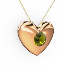 Peridot 8 ayar rose altın kolye (40 cm altın rolo zincir)