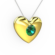 Moria Kalp Kolye - Yeşil kuvars 8 ayar altın kolye (40 cm beyaz altın rolo zincir) #z7qexi