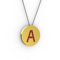 Garnet 925 ayar altın kaplama gümüş kolye (40 cm gümüş rolo zincir)