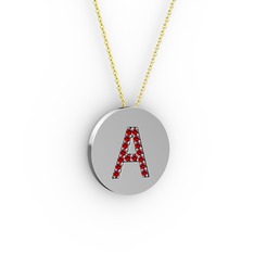 Garnet 925 ayar gümüş kolye (40 cm altın rolo zincir)