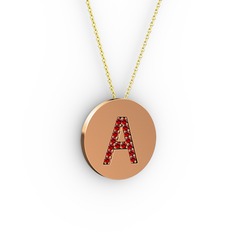 Garnet 18 ayar rose altın kolye (40 cm altın rolo zincir)