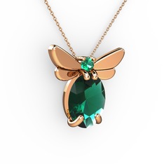 Elisa Kelebek Kolye - Yeşil kuvars 925 ayar rose altın kaplama gümüş kolye (40 cm gümüş rolo zincir) #1jzv321