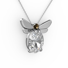 Elisa Kelebek Kolye - Swarovski ve dumanlı kuvars 925 ayar gümüş kolye (40 cm gümüş rolo zincir) #1o5xzdq