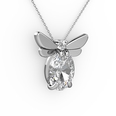 Elisa Kelebek Kolye - Swarovski ve beyaz zirkon 925 ayar gümüş kolye (40 cm beyaz altın rolo zincir) #2ofbvg