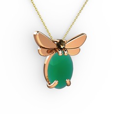 Elisa Kelebek Kolye - Kök zümrüt ve dumanlı kuvars 18 ayar rose altın kolye (40 cm altın rolo zincir) #6efljq