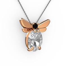 Elisa Kelebek Kolye - Swarovski ve siyah zirkon 14 ayar rose altın kolye (40 cm gümüş rolo zincir) #ceb7wp