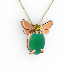Elisa Kelebek Kolye - Kök zümrüt ve peridot 8 ayar rose altın kolye (40 cm altın rolo zincir) #ffh0oc