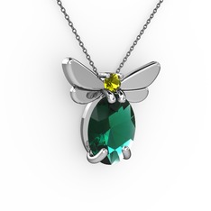 Elisa Kelebek Kolye - Yeşil kuvars ve peridot 925 ayar gümüş kolye (40 cm gümüş rolo zincir) #fvj05y