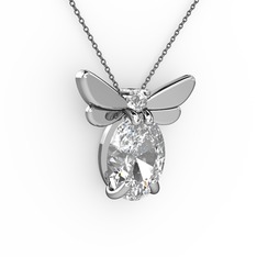 Elisa Kelebek Kolye - Beyaz zirkon ve swarovski 925 ayar gümüş kolye (40 cm gümüş rolo zincir) #kt340j